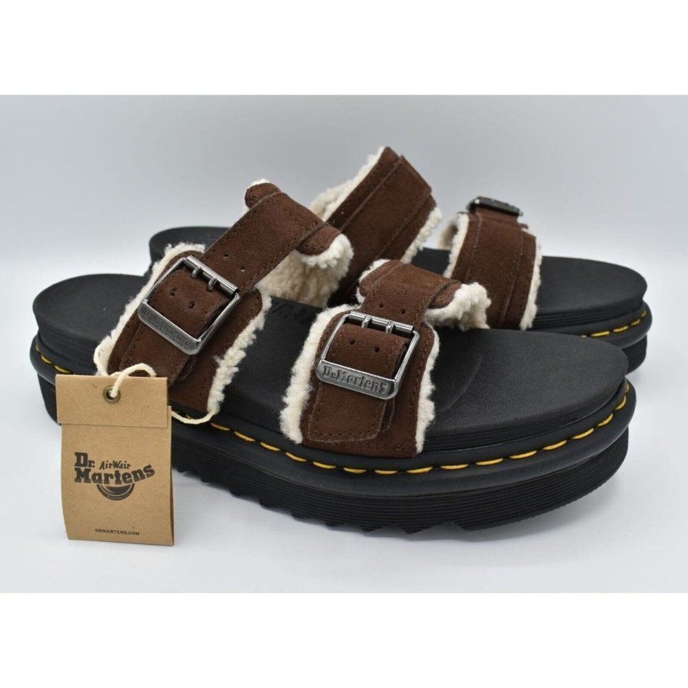 Dr Martens Mens Size 13 Myles Brown Suede Buckle Slide Sandals Shoes
